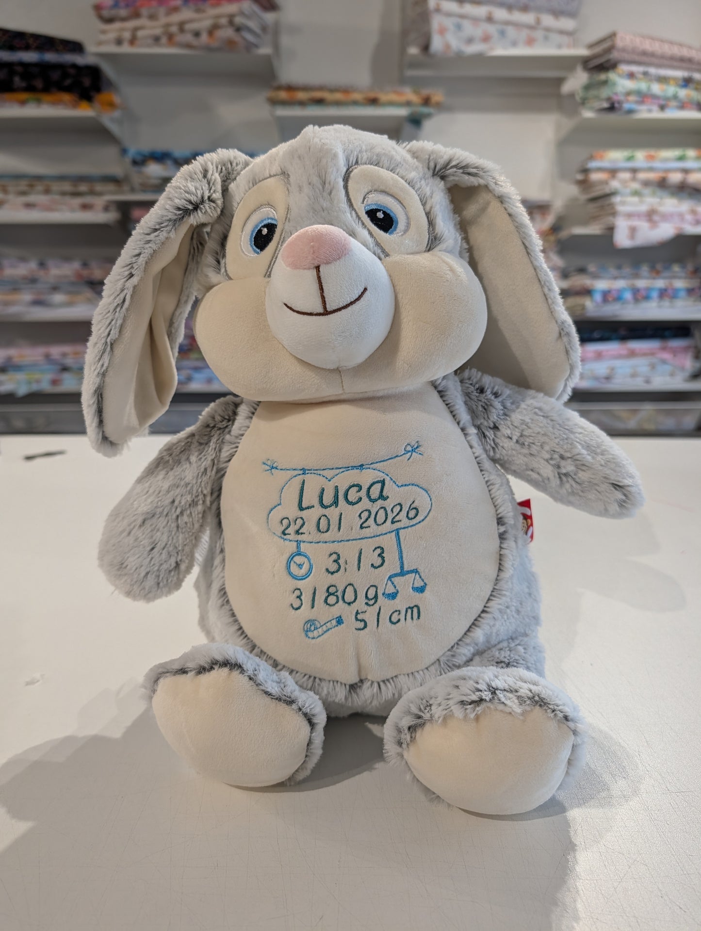 Kuscheltier Nilpferd bestickt