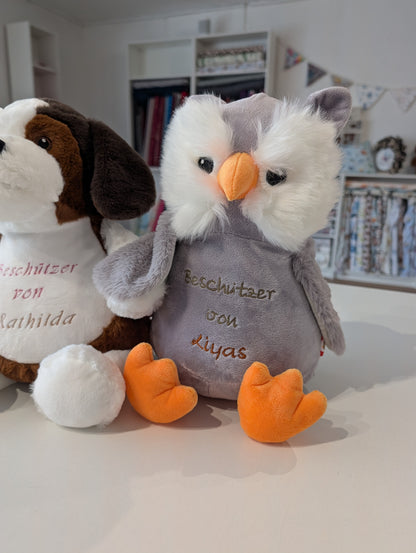 Kuscheltier Eule bestickt
